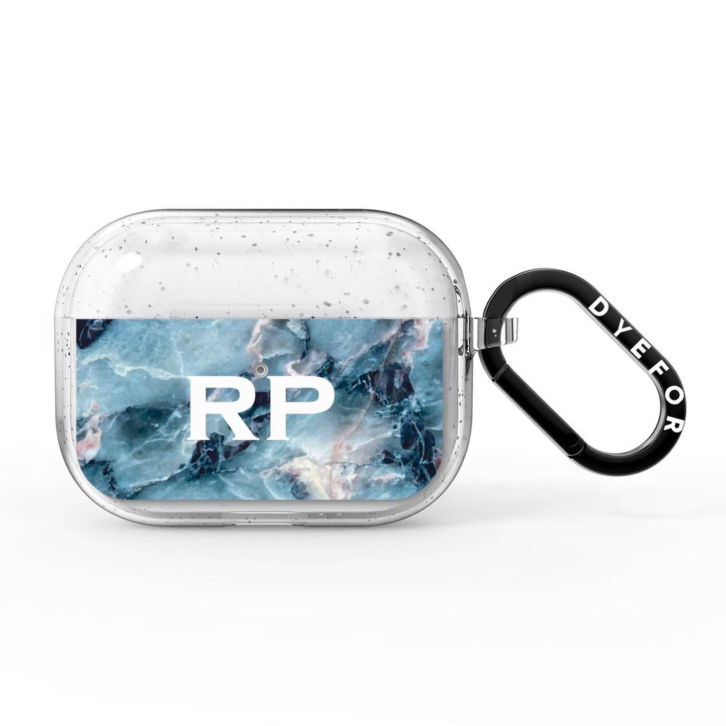 Personalised White Initials Marble AirPods Pro Glitter Case