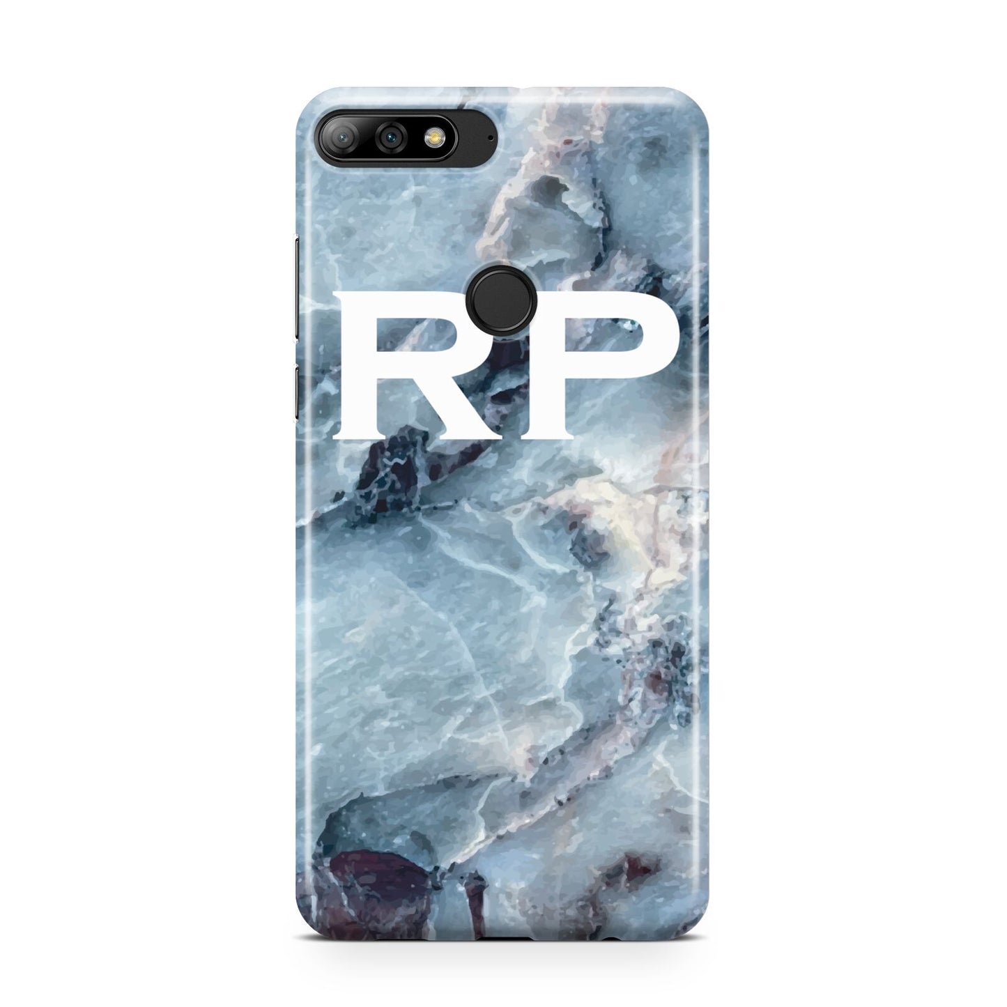 Personalised White Initials Marble Huawei Y7 2018