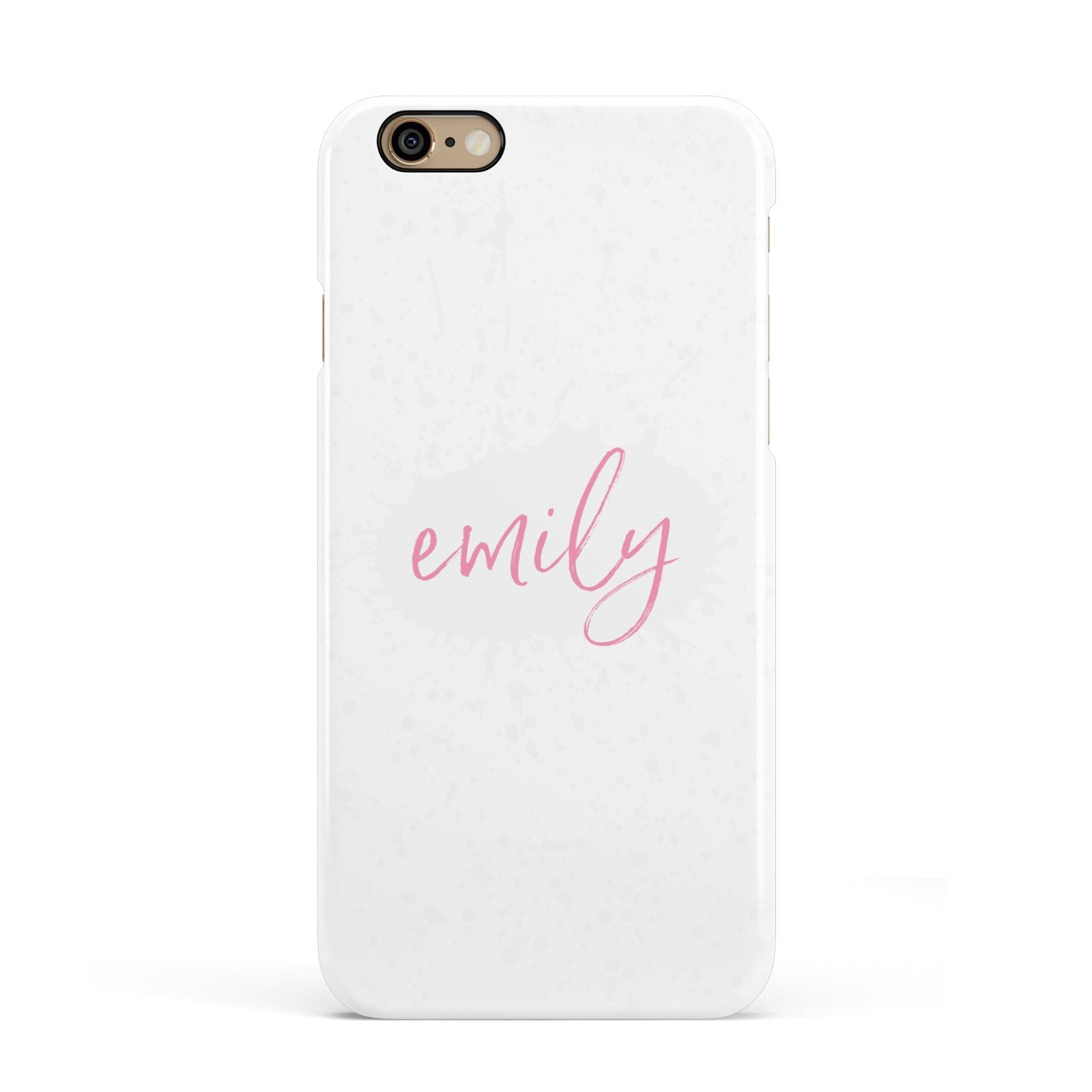 Personalised White Ink Splat Clear Name Apple iPhone 6 3D Snap Case