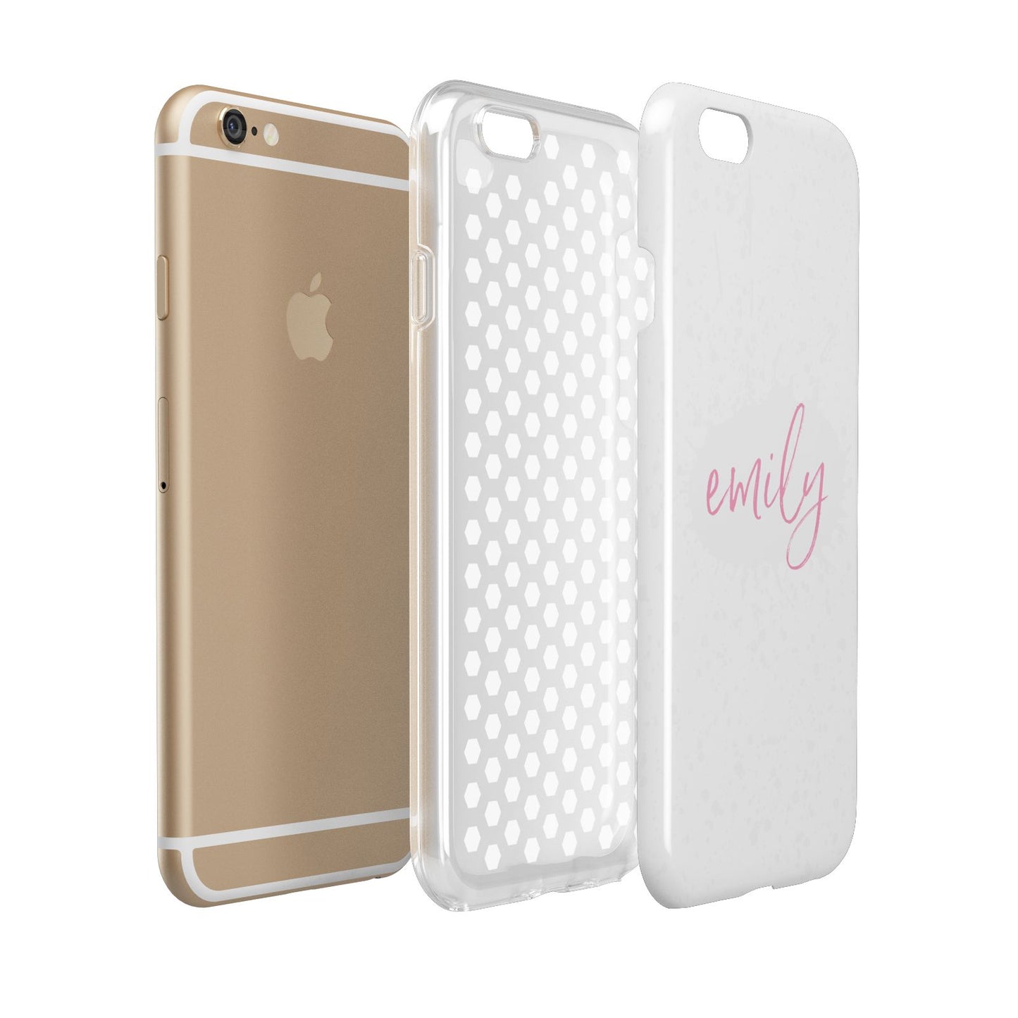 Personalised White Ink Splat Clear Name Apple iPhone 6 3D Tough Case Expanded view