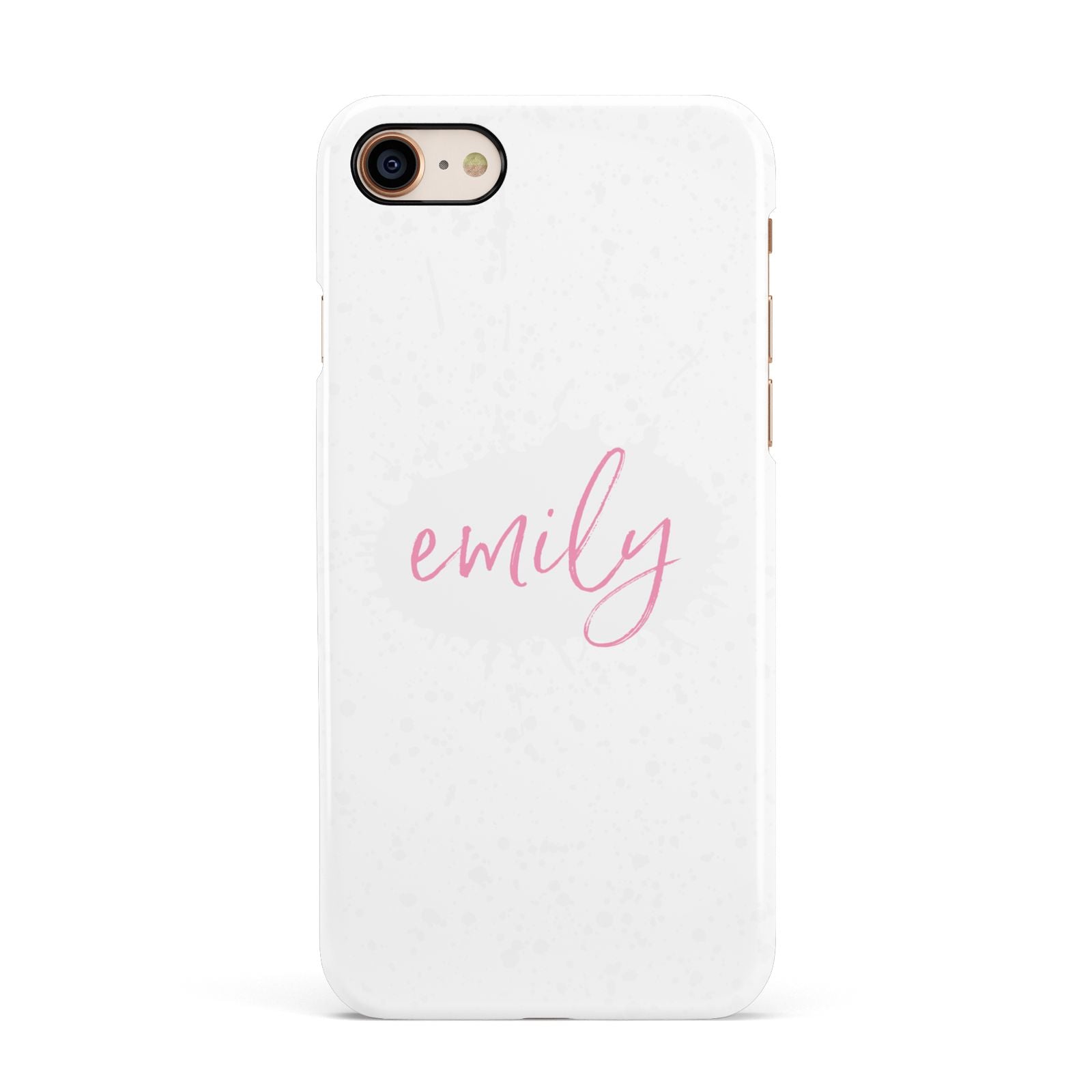 Personalised White Ink Splat Clear Name Apple iPhone 7 8 3D Snap Case