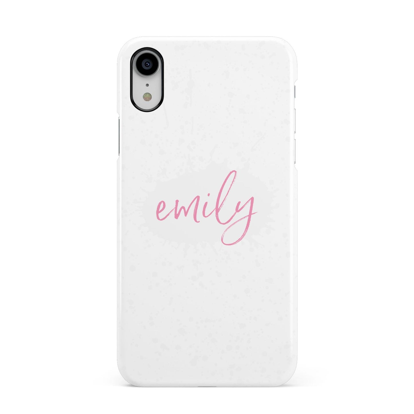 Personalised White Ink Splat Clear Name Apple iPhone XR White 3D Snap Case