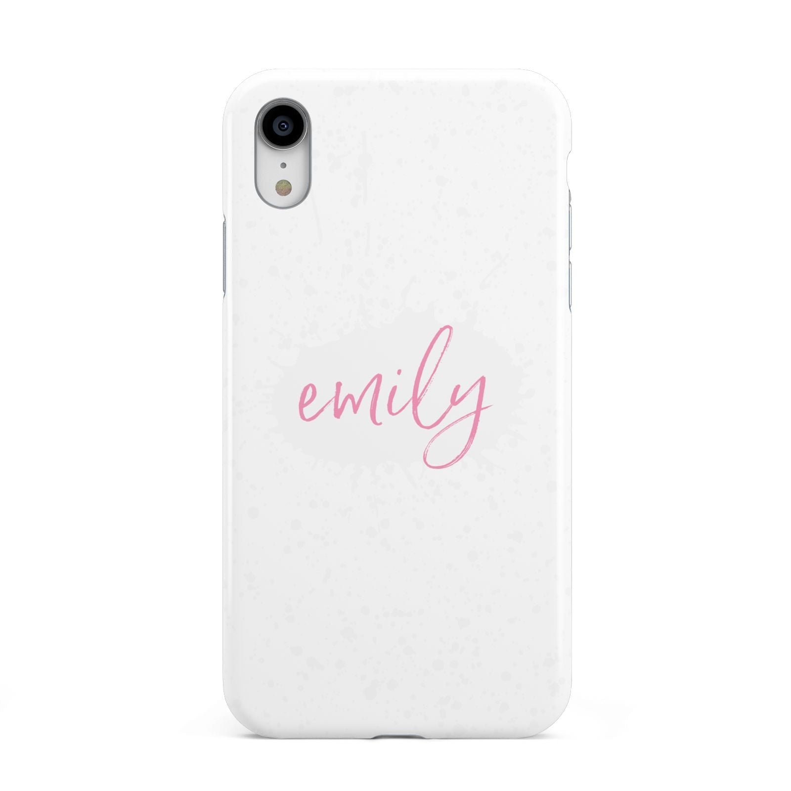 Personalised White Ink Splat Clear Name Apple iPhone XR White 3D Tough Case