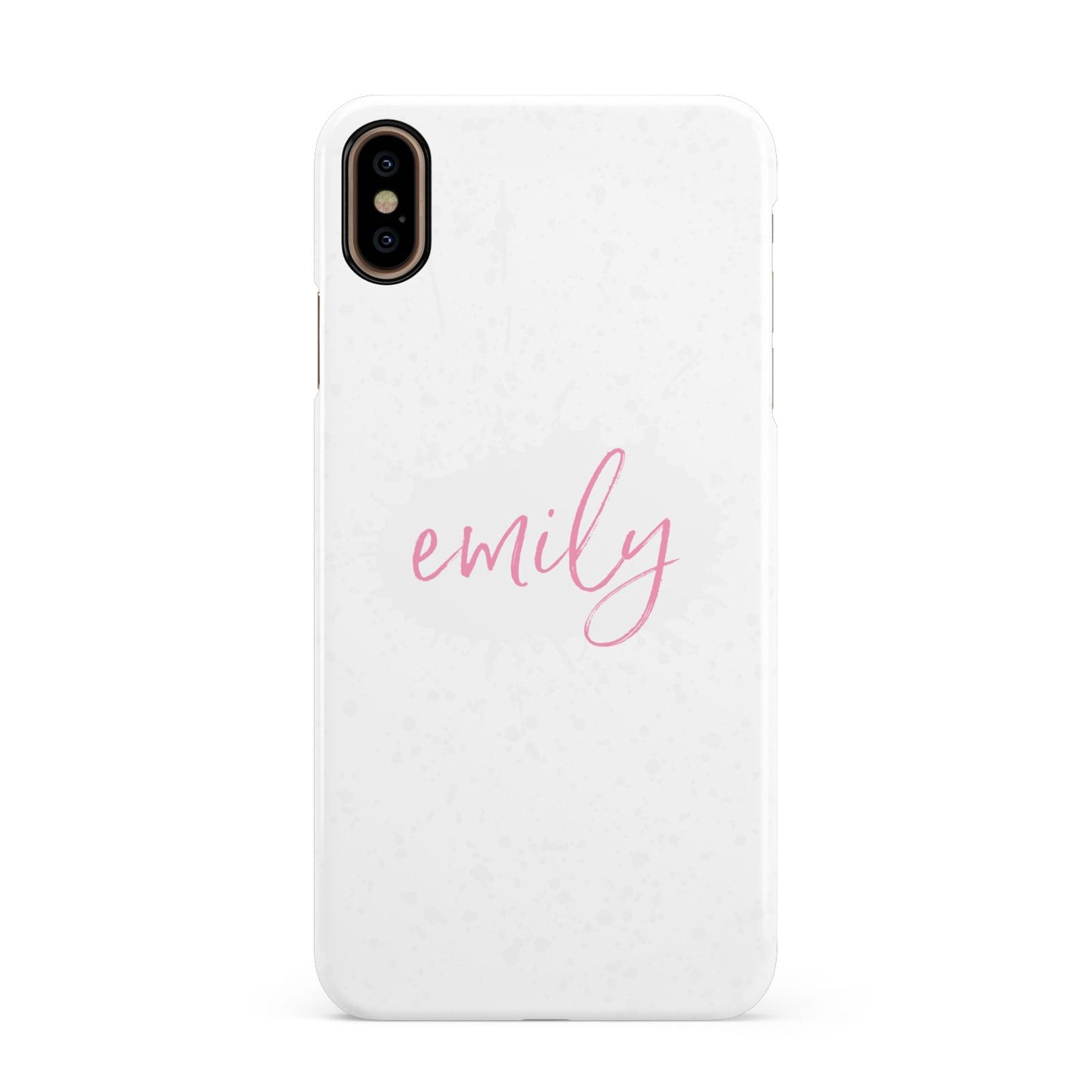 Personalised White Ink Splat Clear Name Apple iPhone Xs Max 3D Snap Case