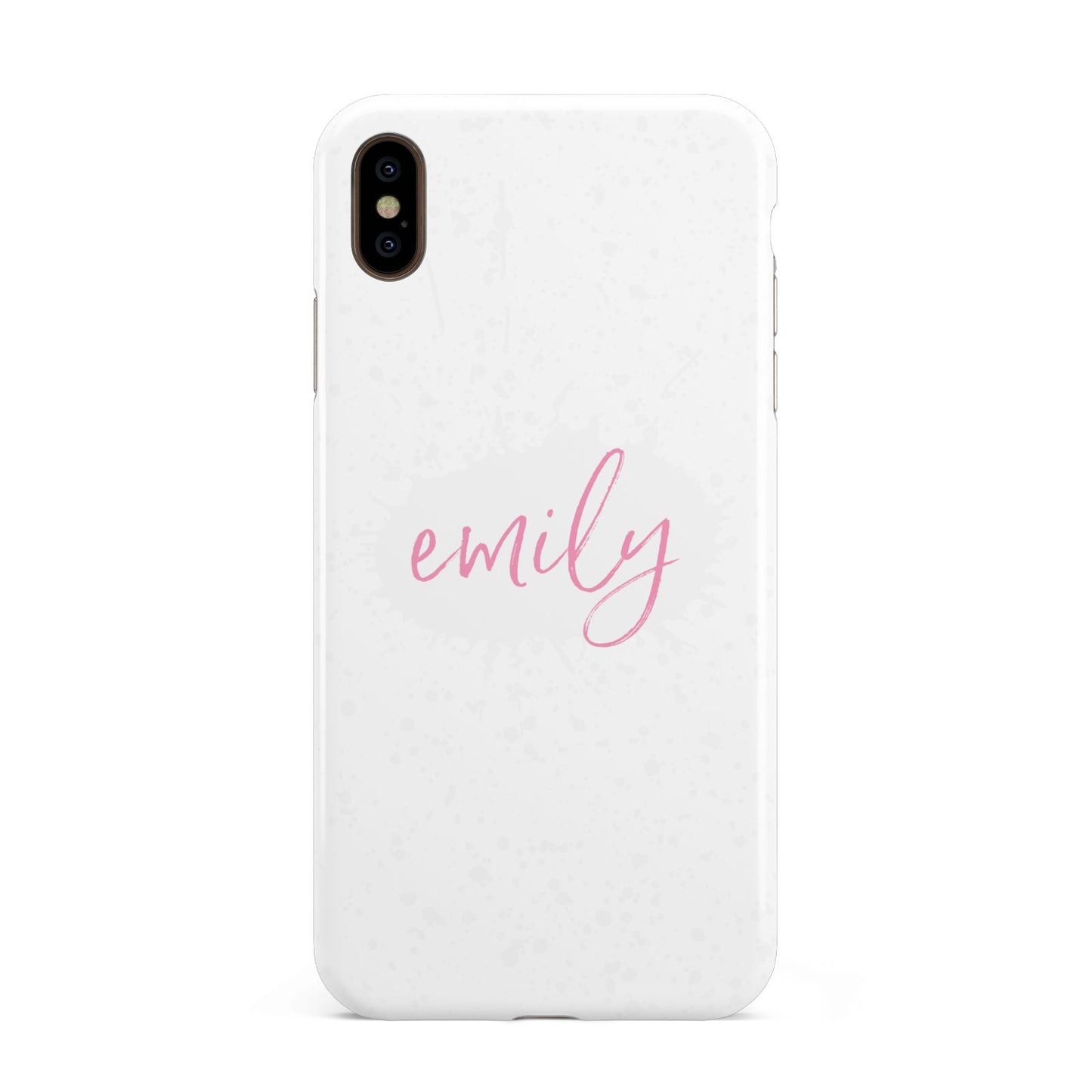 Personalised White Ink Splat Clear Name Apple iPhone Xs Max 3D Tough Case