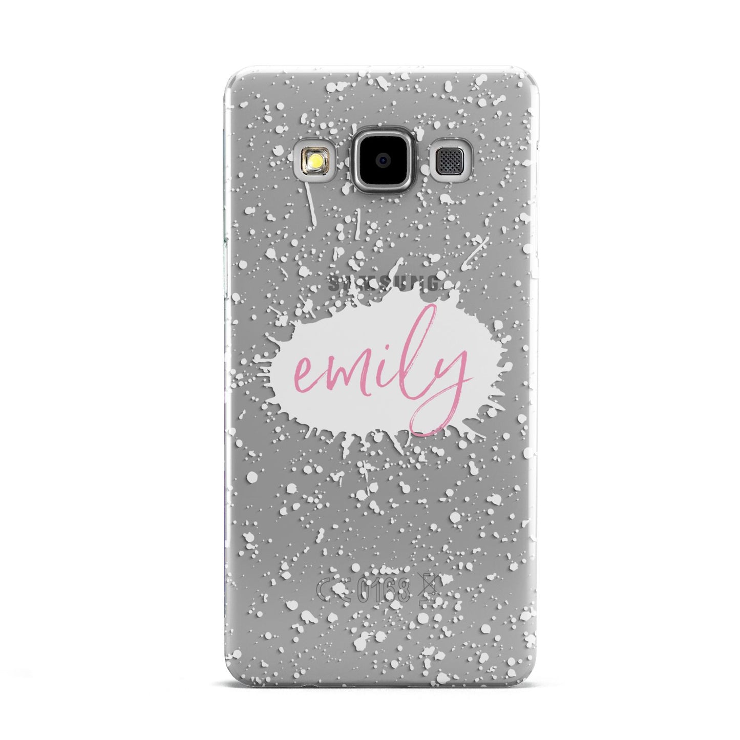 Personalised White Ink Splat Clear Name Samsung Galaxy A5 Case