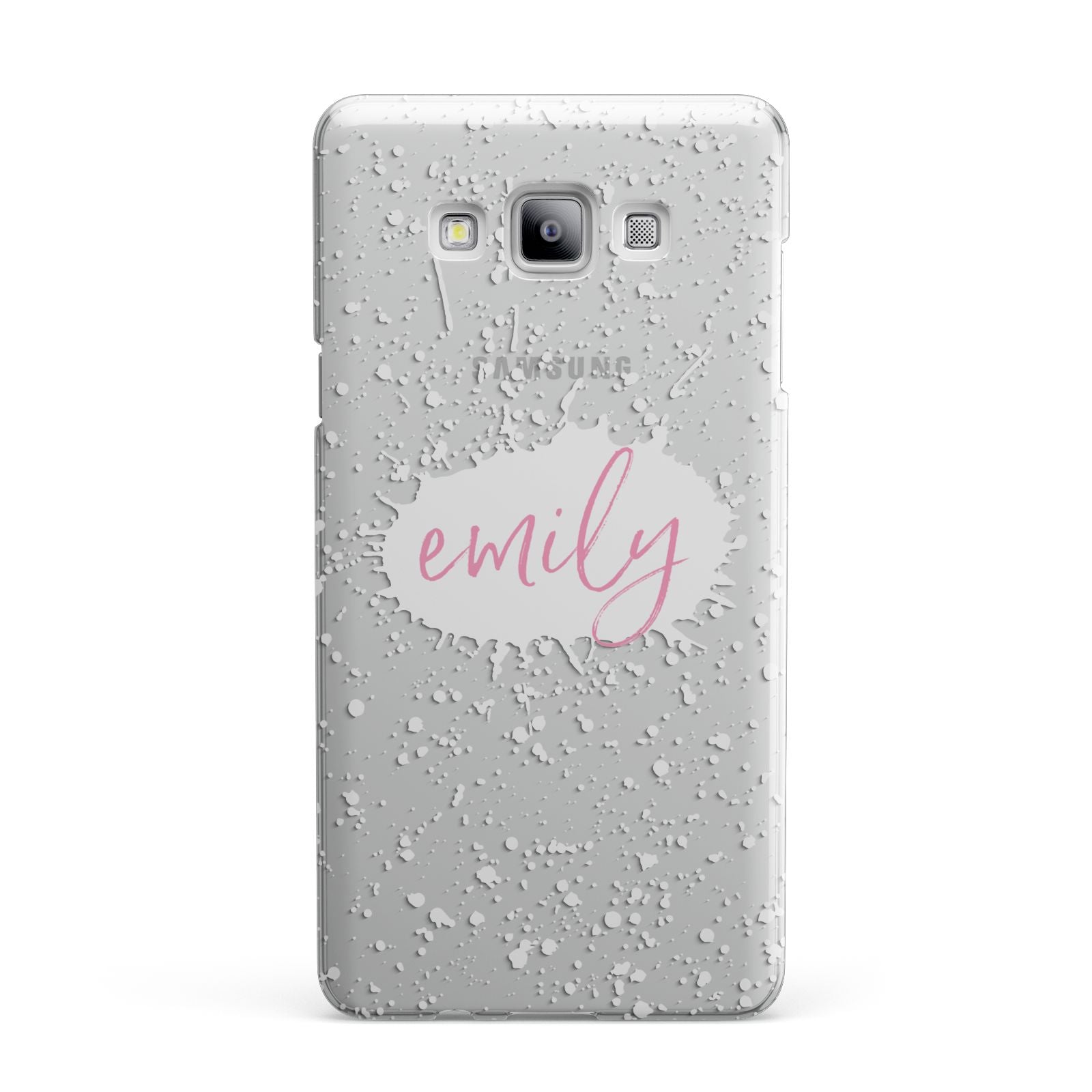 Personalised White Ink Splat Clear Name Samsung Galaxy A7 2015 Case