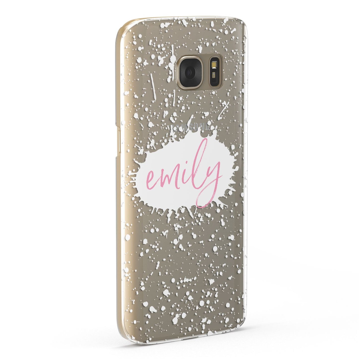 Personalised White Ink Splat Clear Name Samsung Galaxy Case Fourty Five Degrees