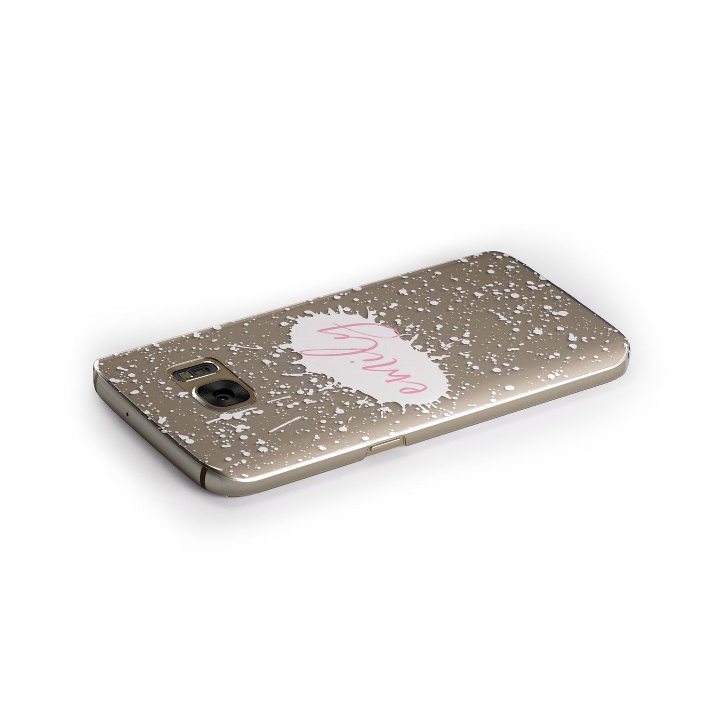 Personalised White Ink Splat Clear Name Samsung Galaxy Case Side Close Up