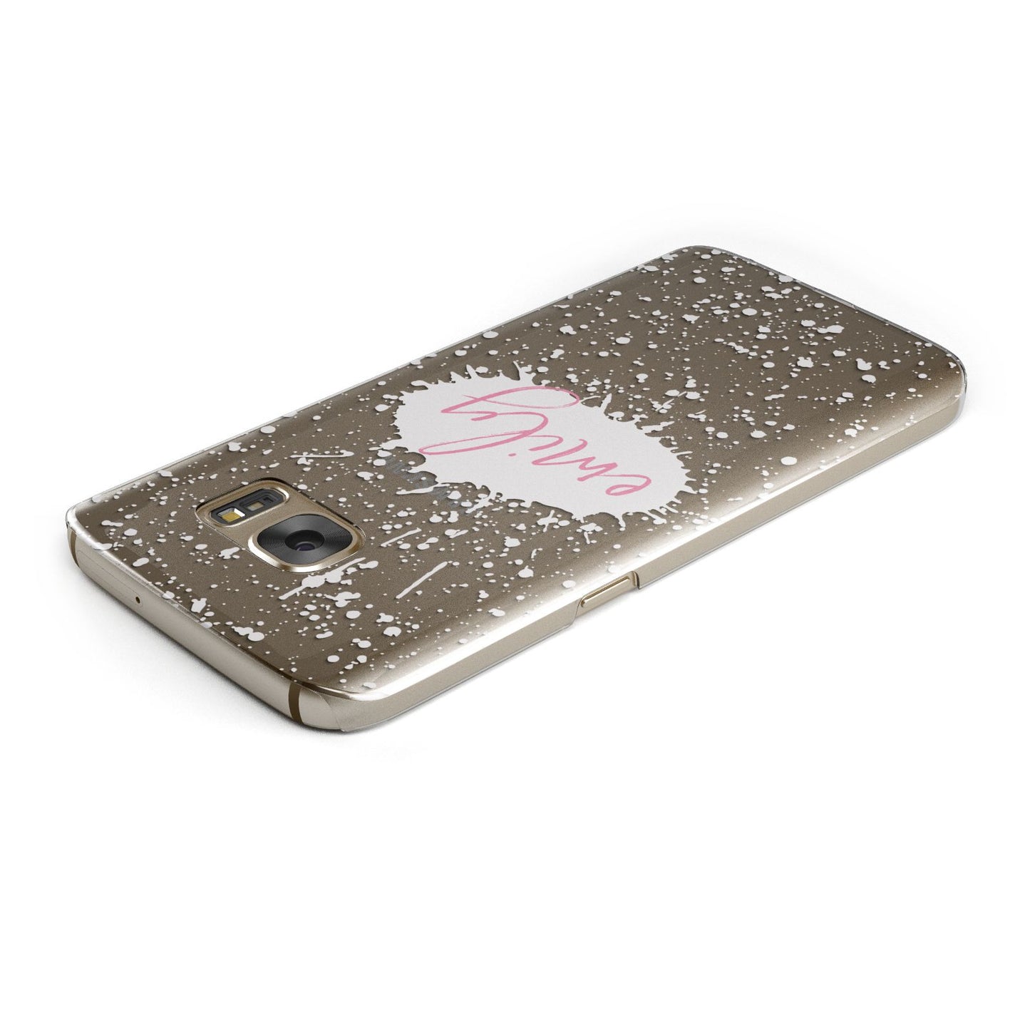 Personalised White Ink Splat Clear Name Samsung Galaxy Case Top Cutout