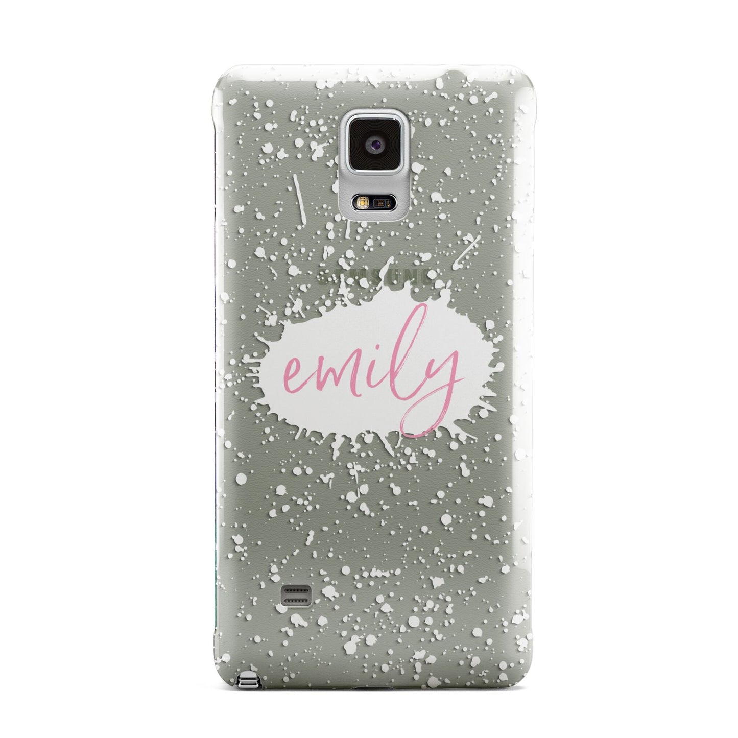 Personalised White Ink Splat Clear Name Samsung Galaxy Note 4 Case