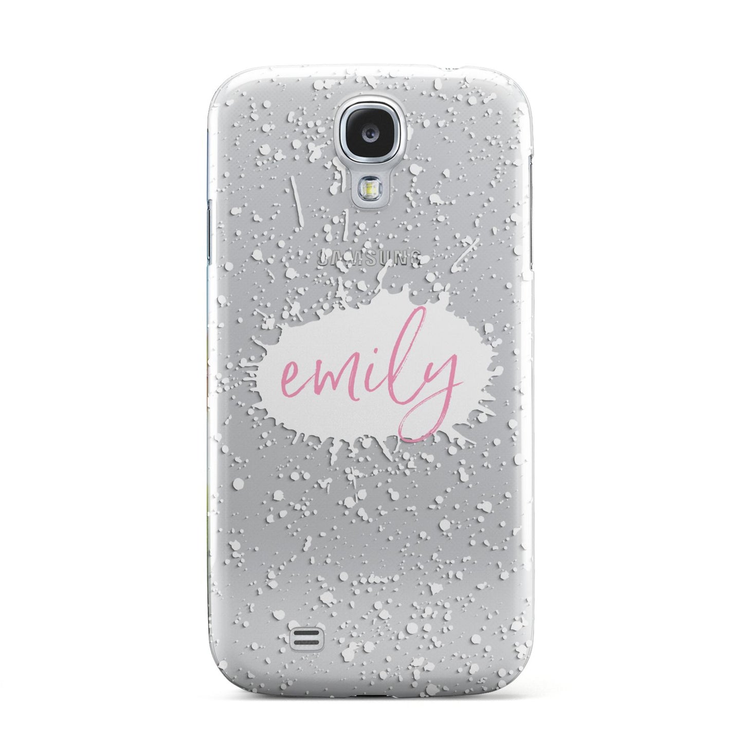 Personalised White Ink Splat Clear Name Samsung Galaxy S4 Case