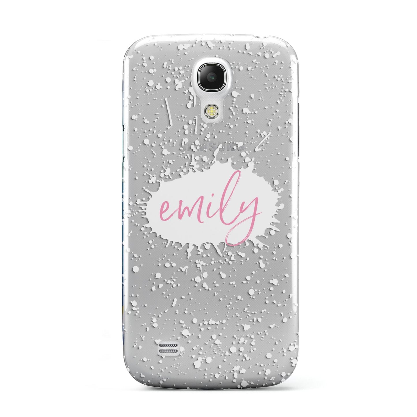 Personalised White Ink Splat Clear Name Samsung Galaxy S4 Mini Case