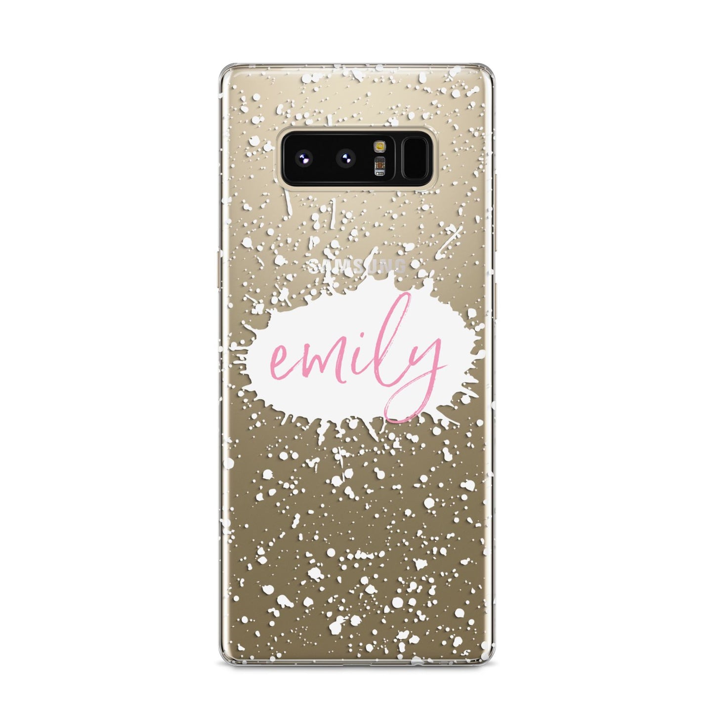 Personalised White Ink Splat Clear Name Samsung Galaxy S8 Case