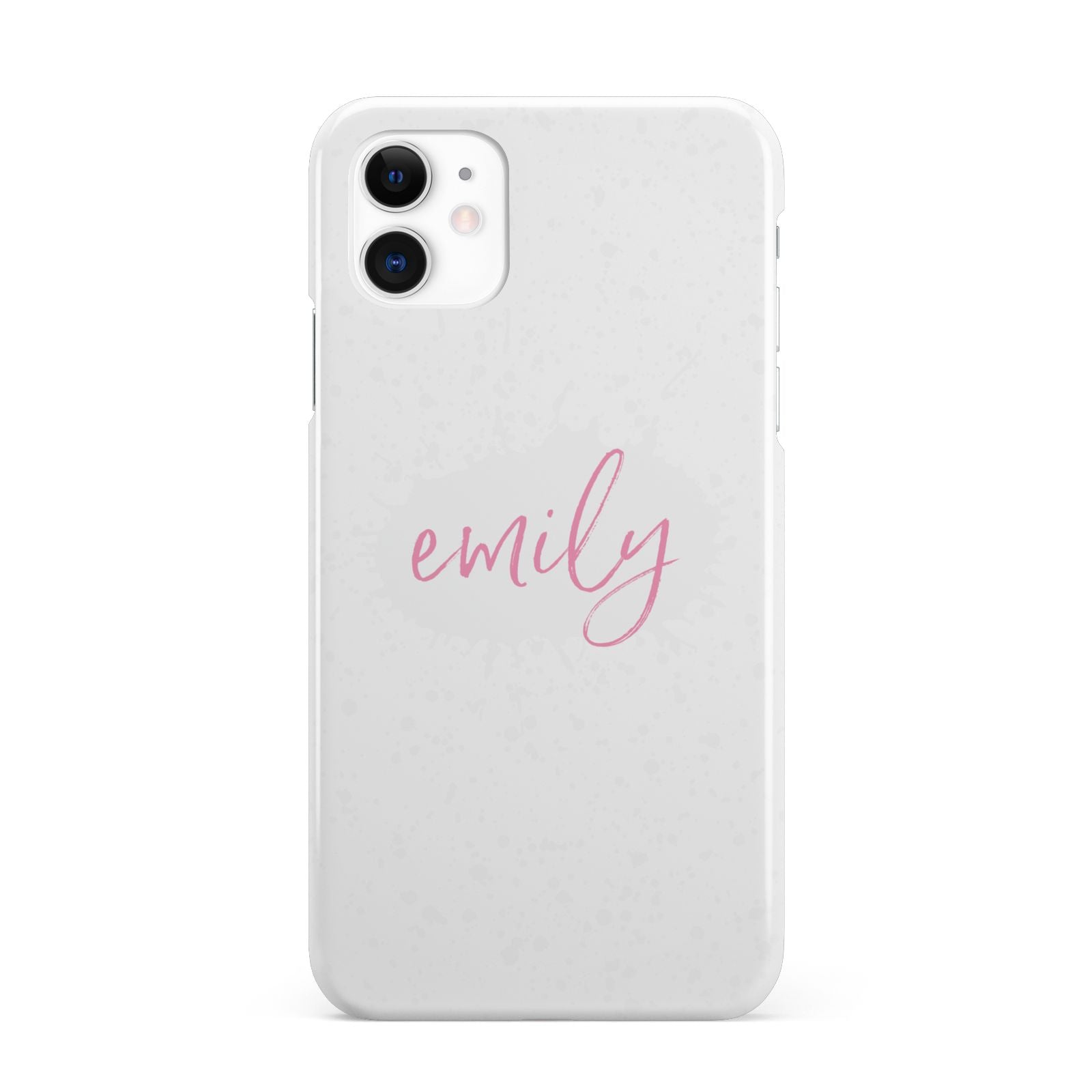 Personalised White Ink Splat Clear Name iPhone 11 3D Snap Case