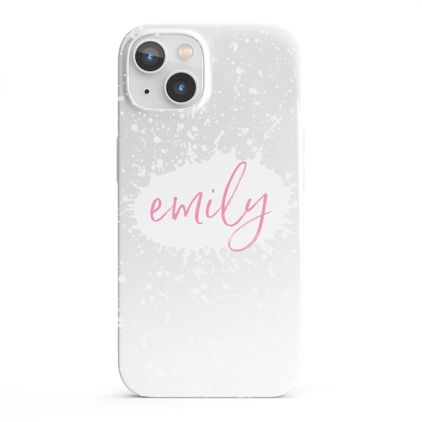 Personalised White Ink Splat Clear Name iPhone 13 Full Wrap 3D Snap Case