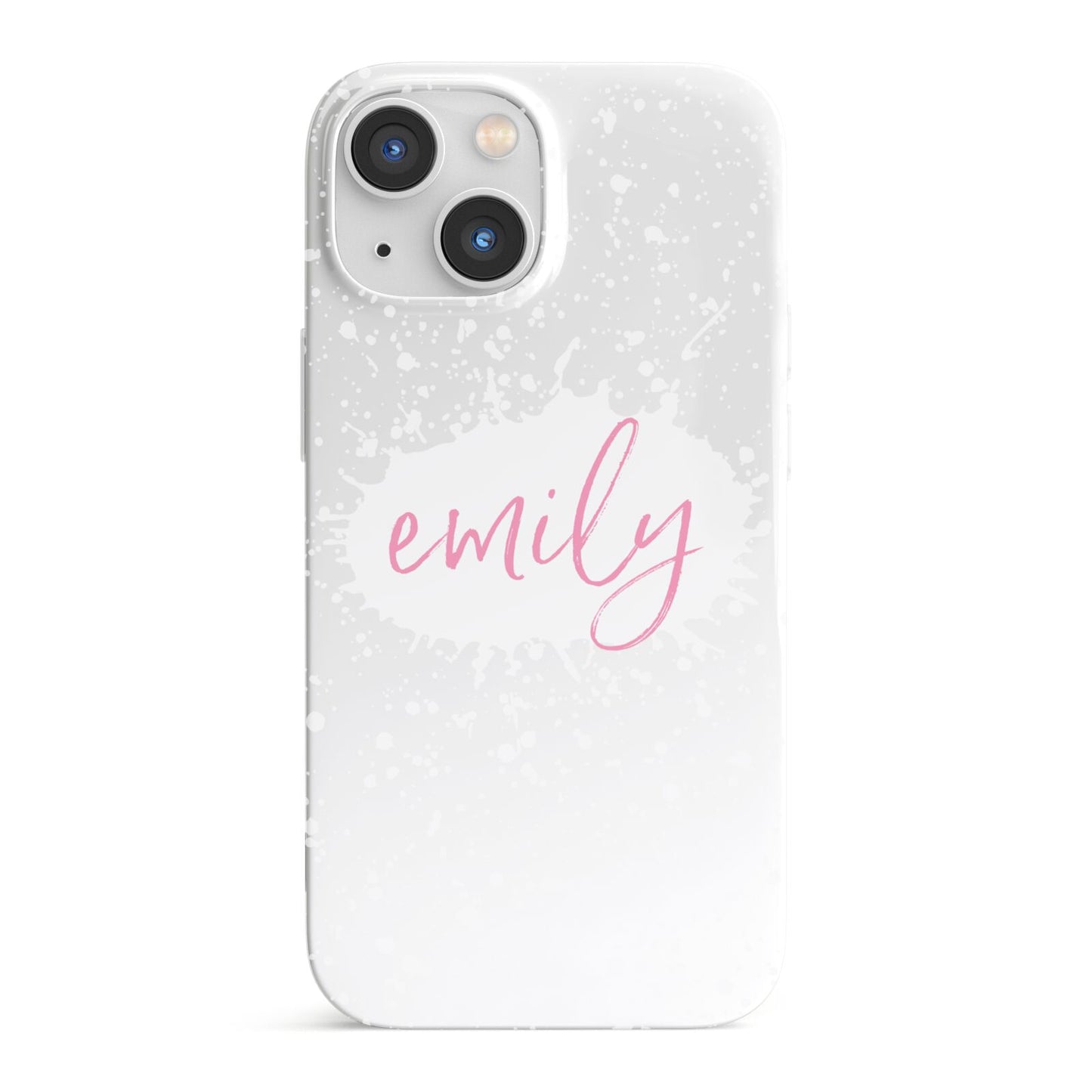 Personalised White Ink Splat Clear Name iPhone 13 Mini Full Wrap 3D Snap Case