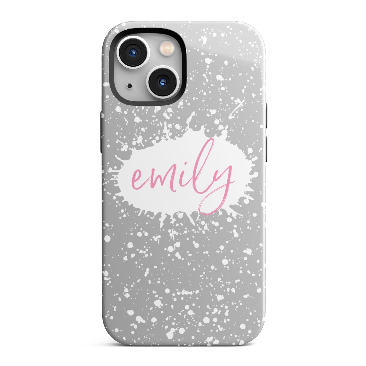 Personalised White Ink Splat Clear Name iPhone 13 Mini Full Wrap 3D Tough Case