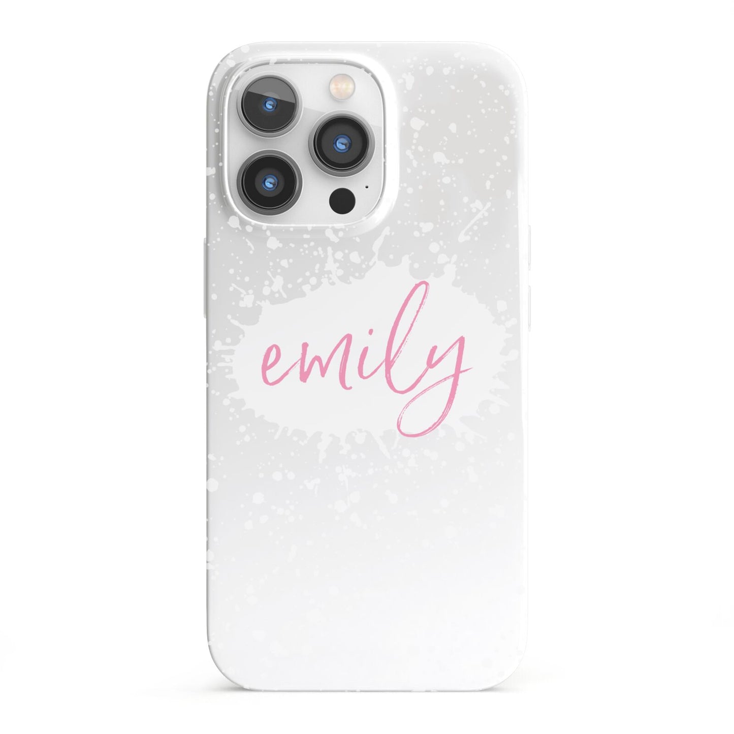 Personalised White Ink Splat Clear Name iPhone 13 Pro Full Wrap 3D Snap Case