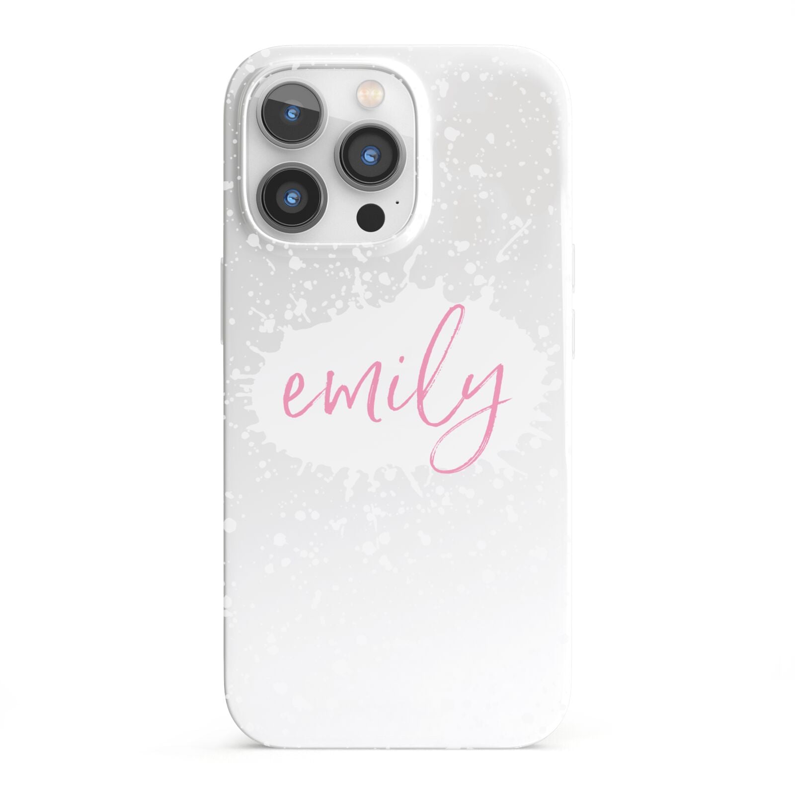 Personalised White Ink Splat Clear Name iPhone 13 Pro Full Wrap 3D Snap Case