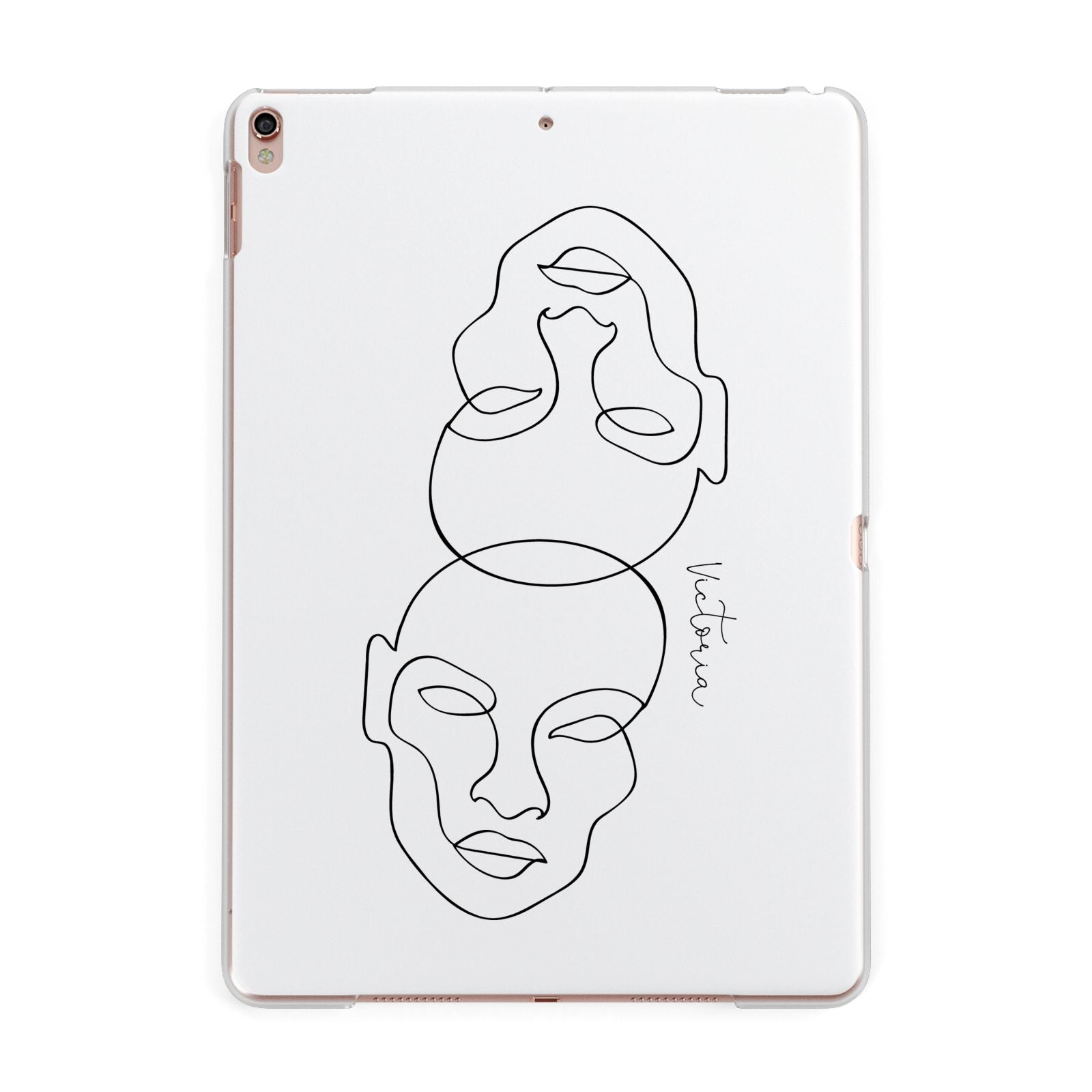 Personalised White Line Art Apple iPad Rose Gold Case