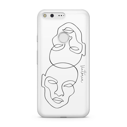 Personalised White Line Art Google Pixel Case