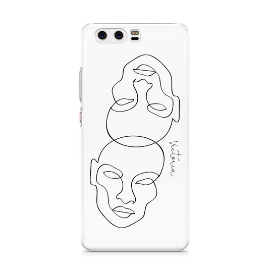 Personalised White Line Art Huawei P10 Phone Case