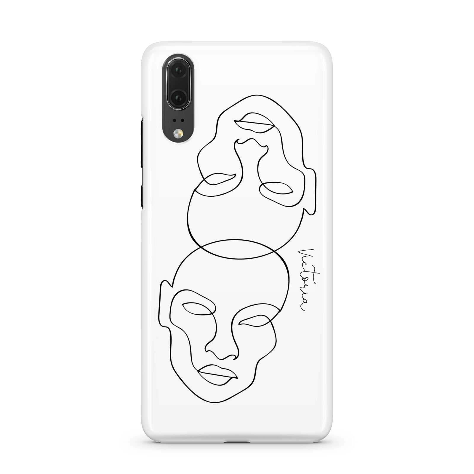 Personalised White Line Art Huawei P20 Phone Case