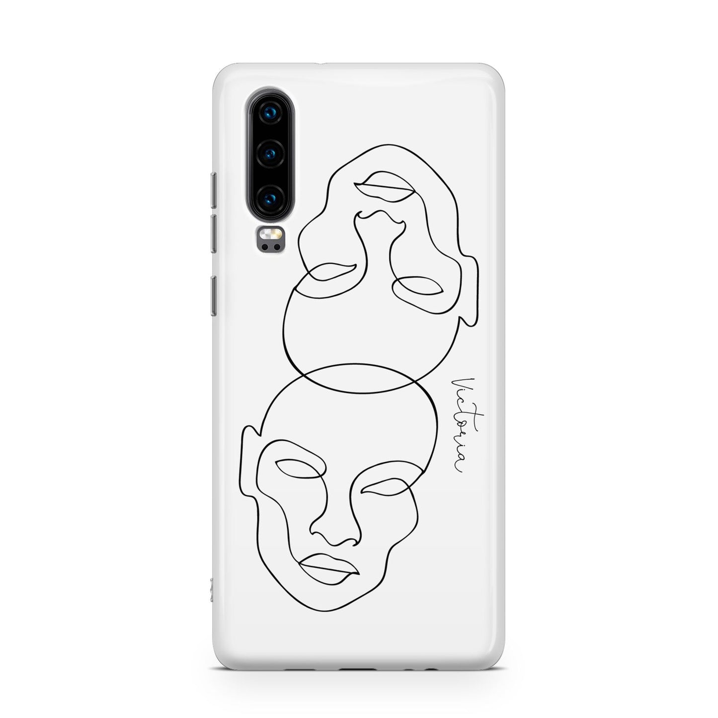 Personalised White Line Art Huawei P30 Phone Case