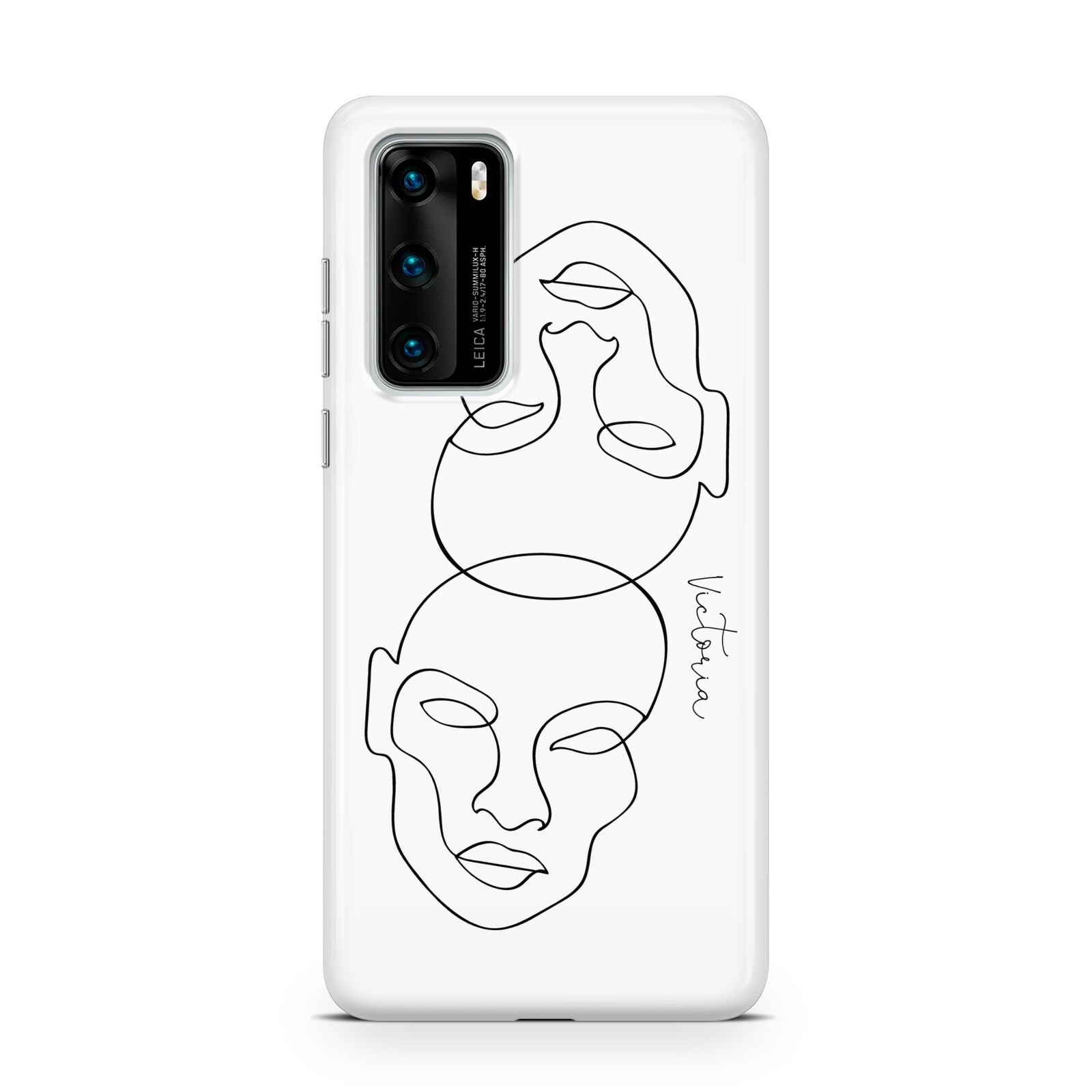 Personalised White Line Art Huawei P40 Phone Case