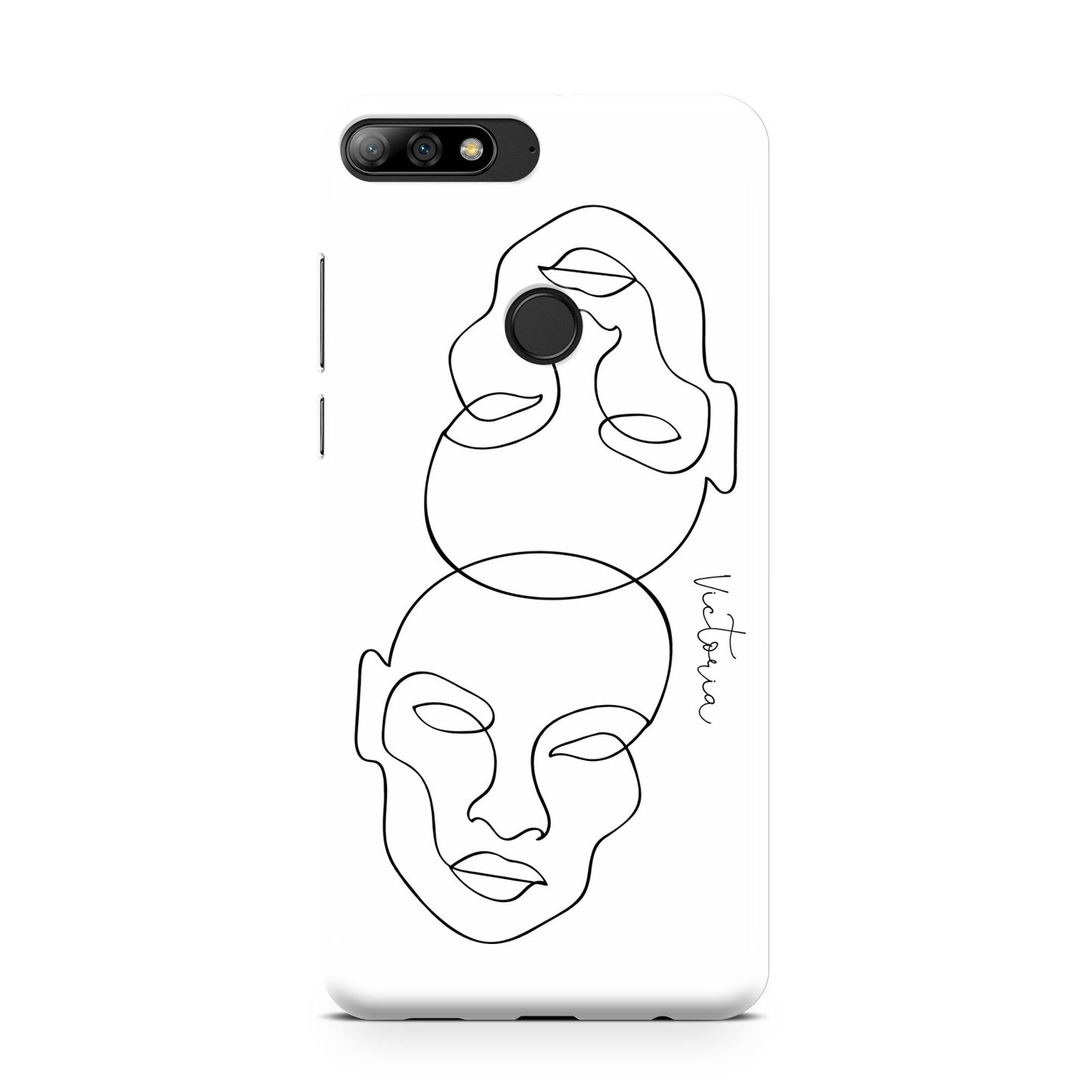 Personalised White Line Art Huawei Y7 2018