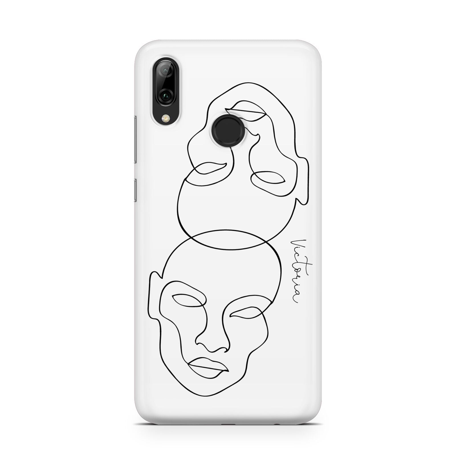 Personalised White Line Art Huawei Y7 2019