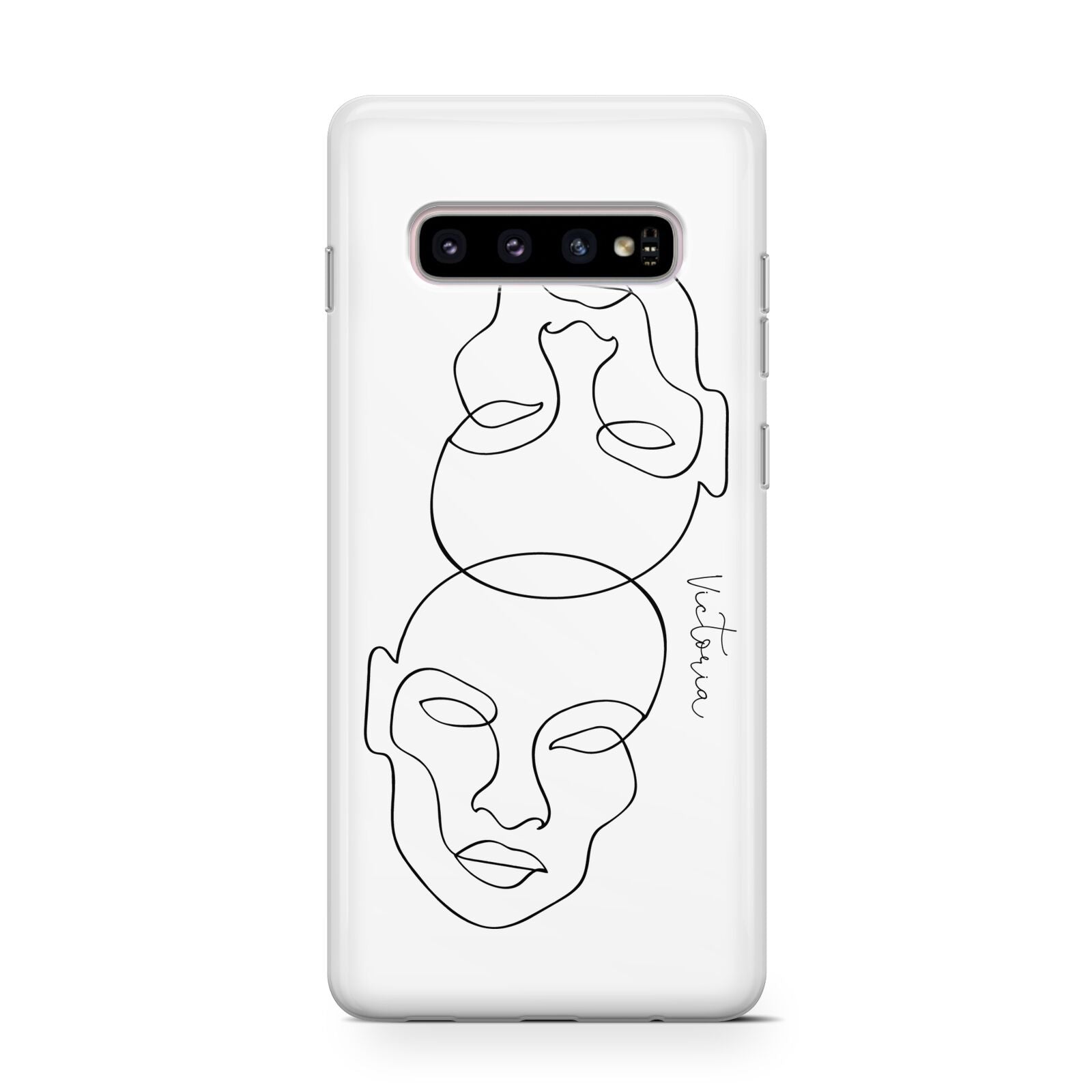 Personalised White Line Art Protective Samsung Galaxy Case