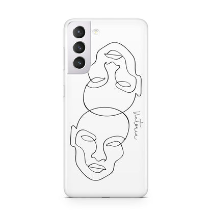 Personalised White Line Art Samsung S21 Case