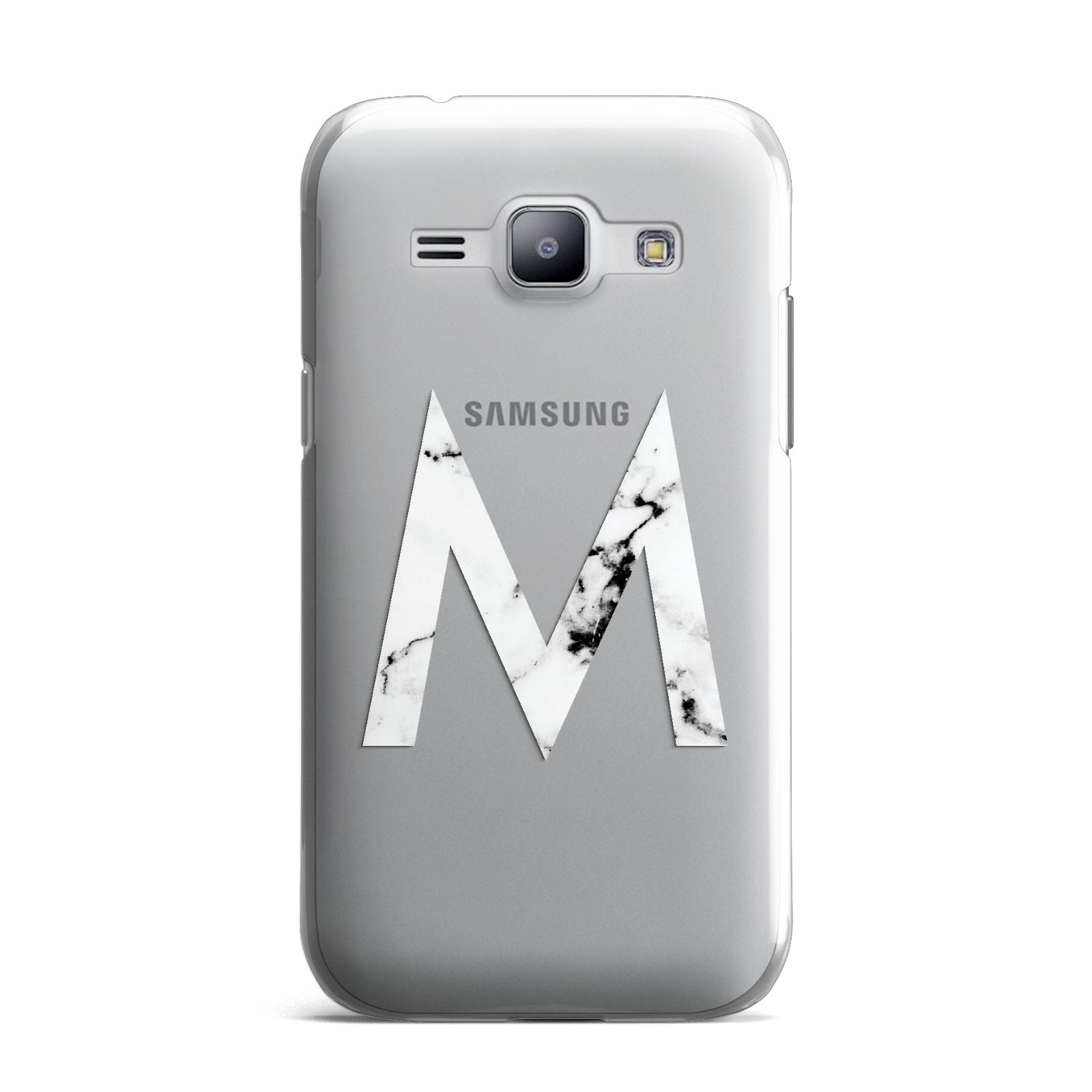 Personalised White Marble Initial Clear Custom Samsung Galaxy J1 2015 Case