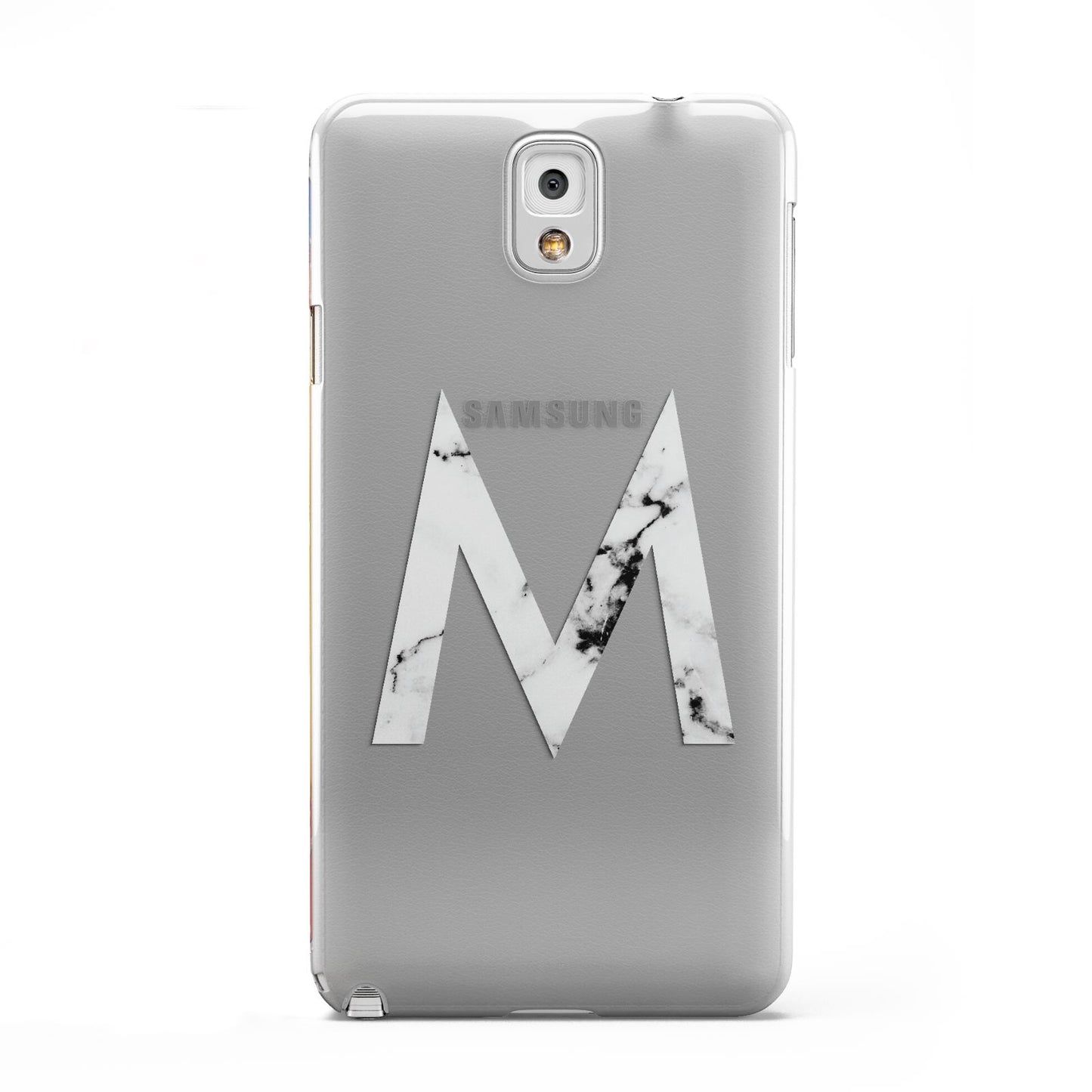 Personalised White Marble Initial Clear Custom Samsung Galaxy Note 3 Case