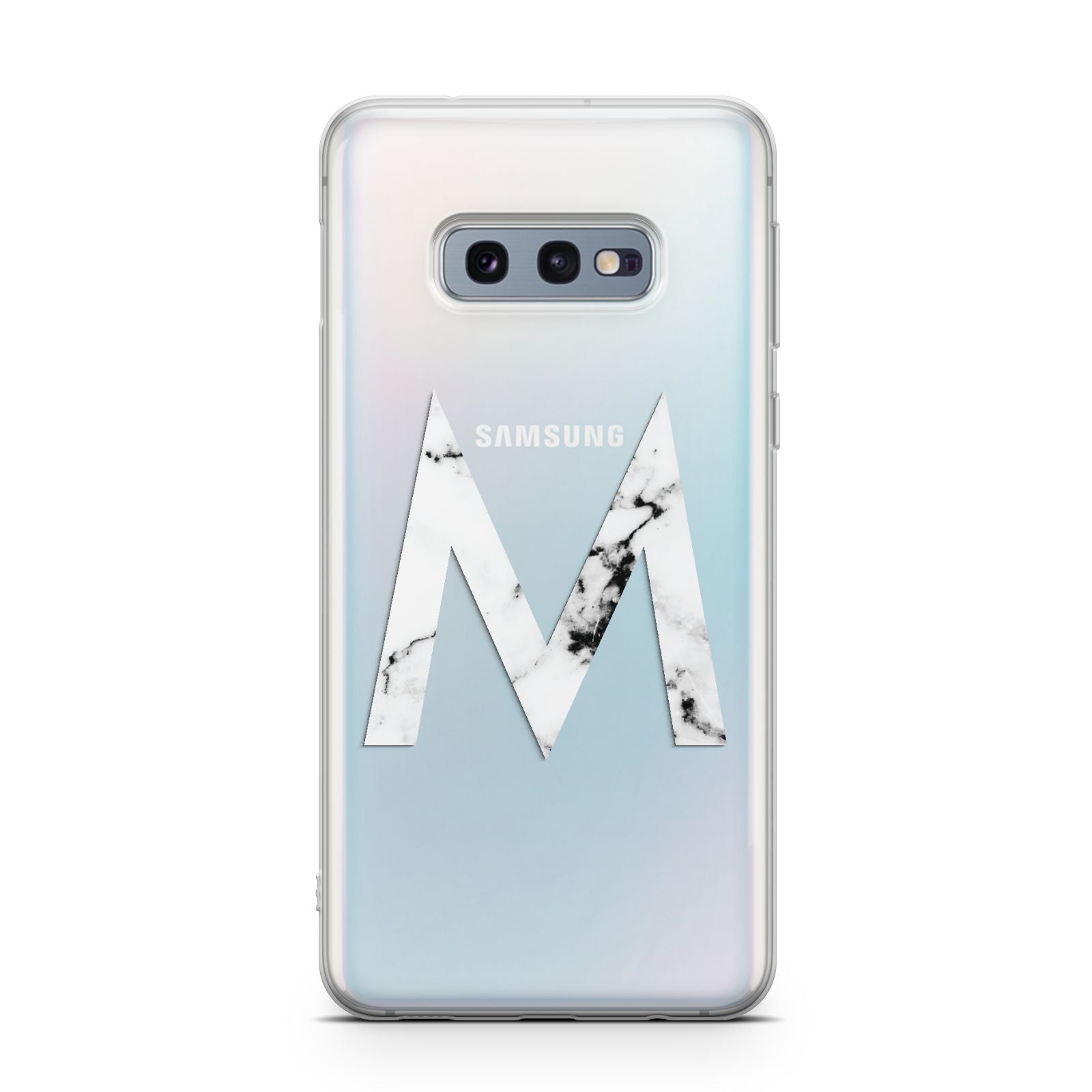 Personalised White Marble Initial Clear Custom Samsung Galaxy S10E Case