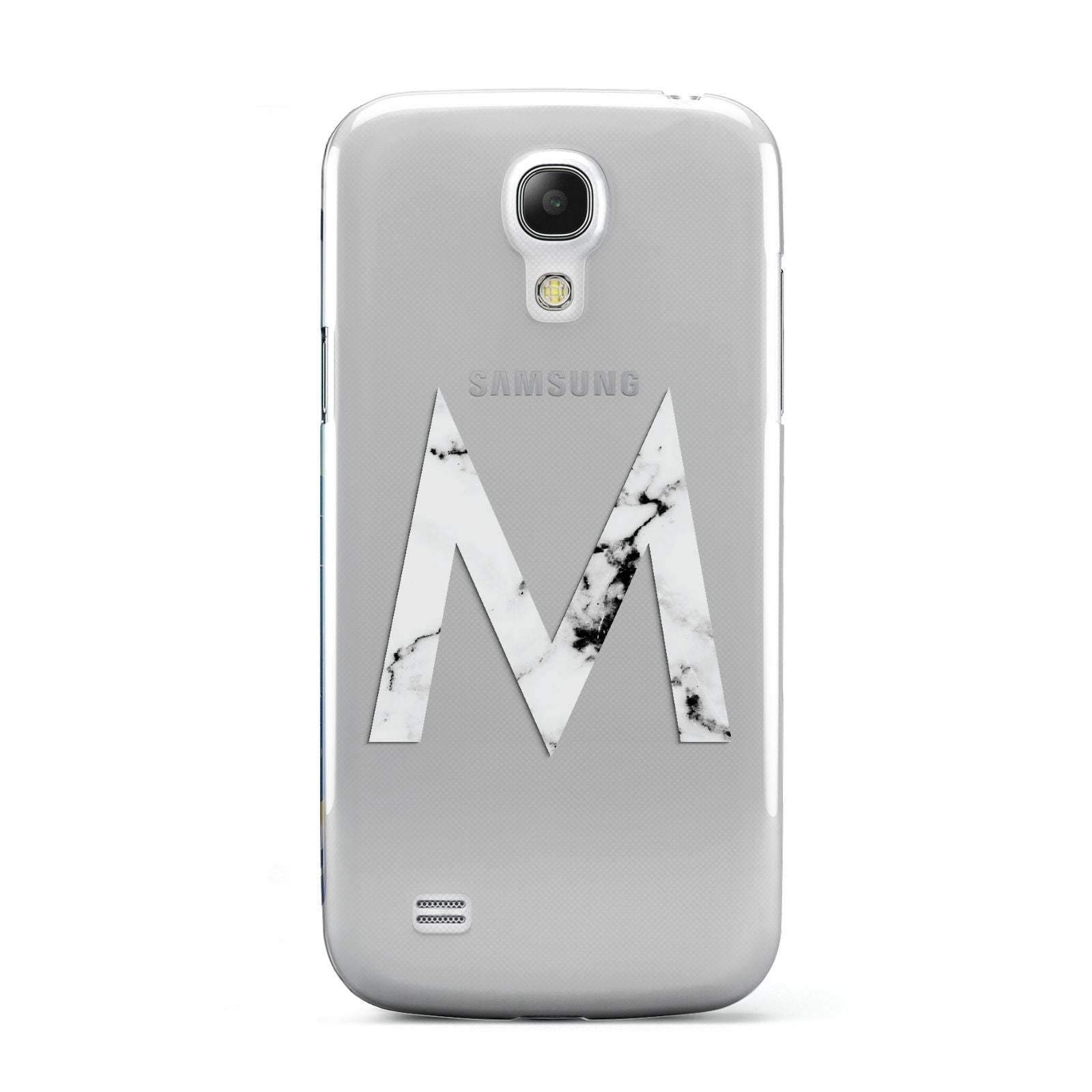 Personalised White Marble Initial Clear Custom Samsung Galaxy S4 Mini Case