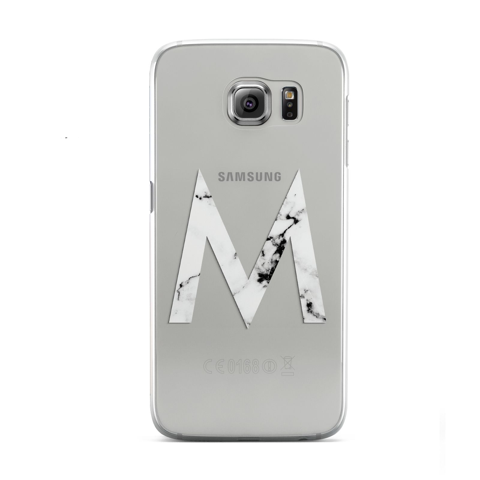 Personalised White Marble Initial Clear Custom Samsung Galaxy S6 Case