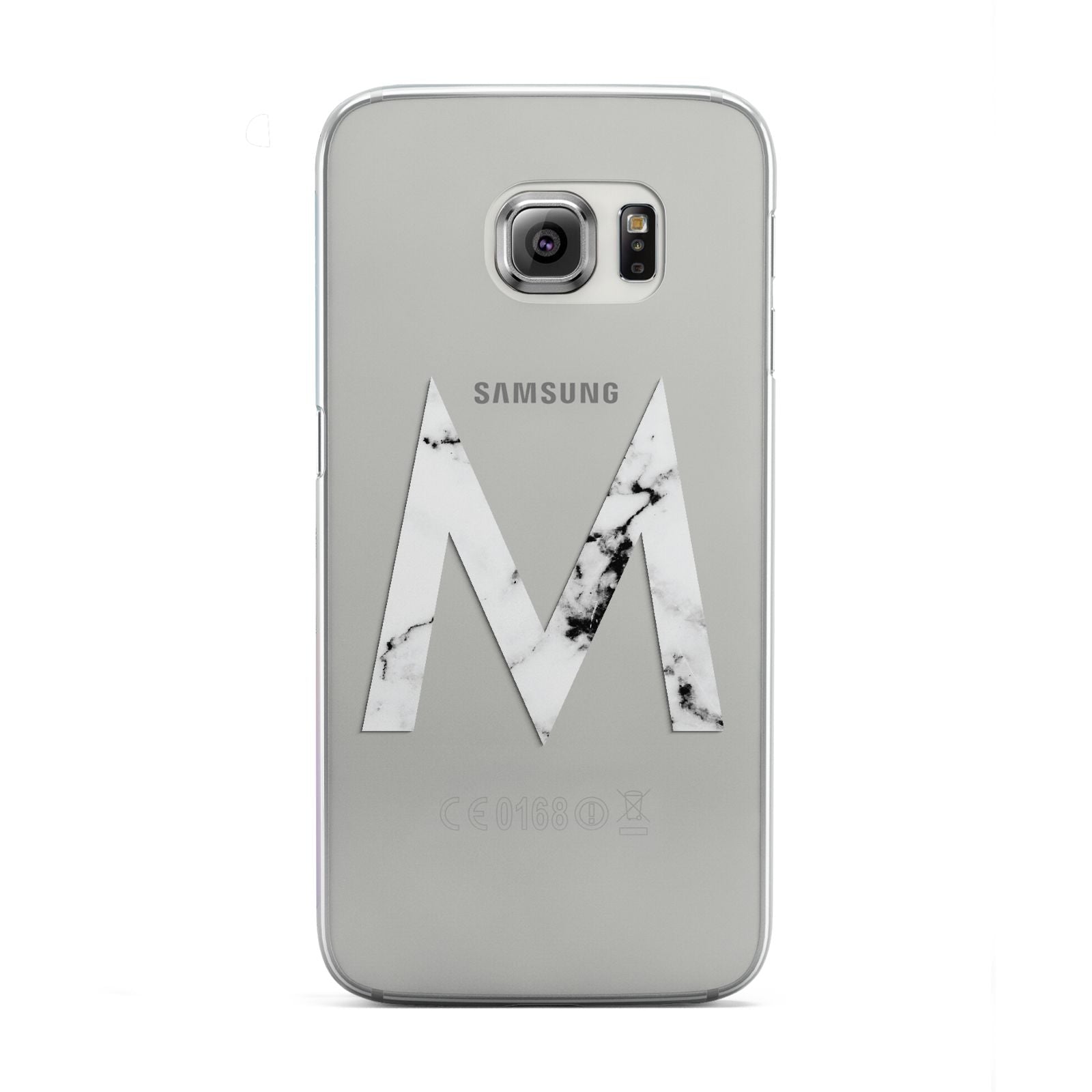 Personalised White Marble Initial Clear Custom Samsung Galaxy S6 Edge Case