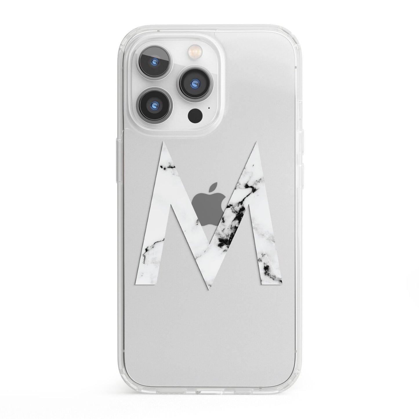 Personalised White Marble Initial Clear Custom iPhone 13 Pro Clear Bumper Case