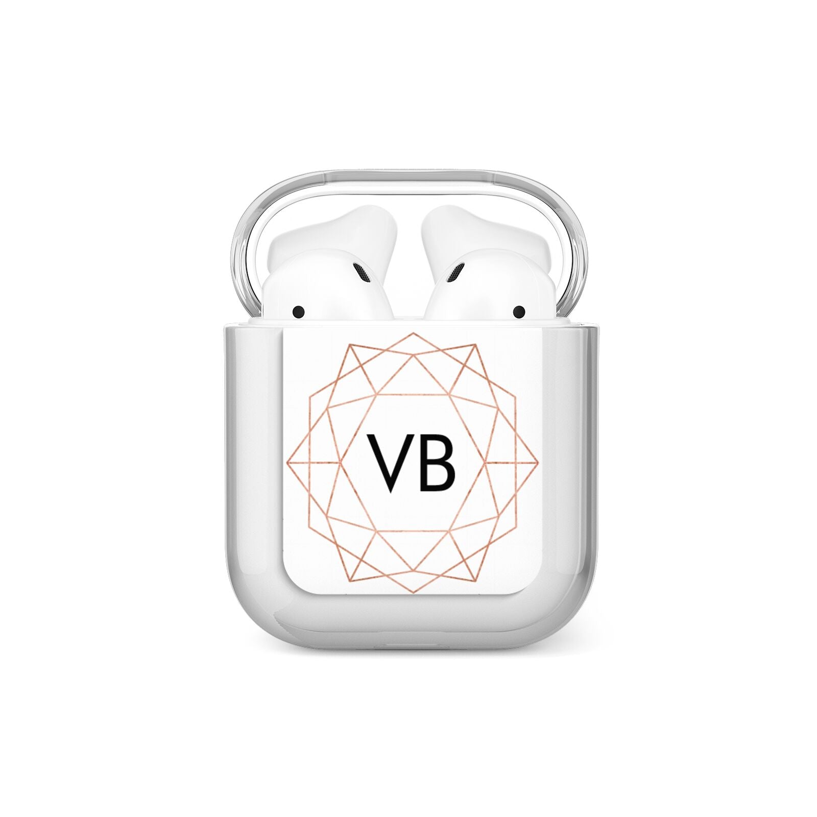 Personalised White Rose Gold Initials Geometric AirPods Case