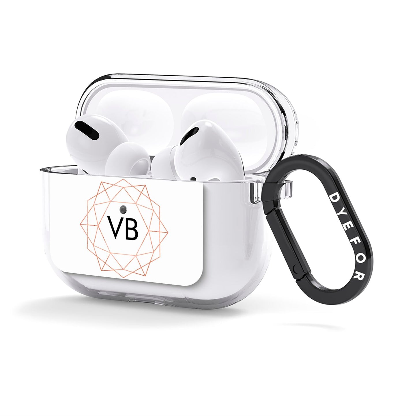 Personalised White Rose Gold Initials Geometric AirPods Clear Case 3rd Gen Side Image