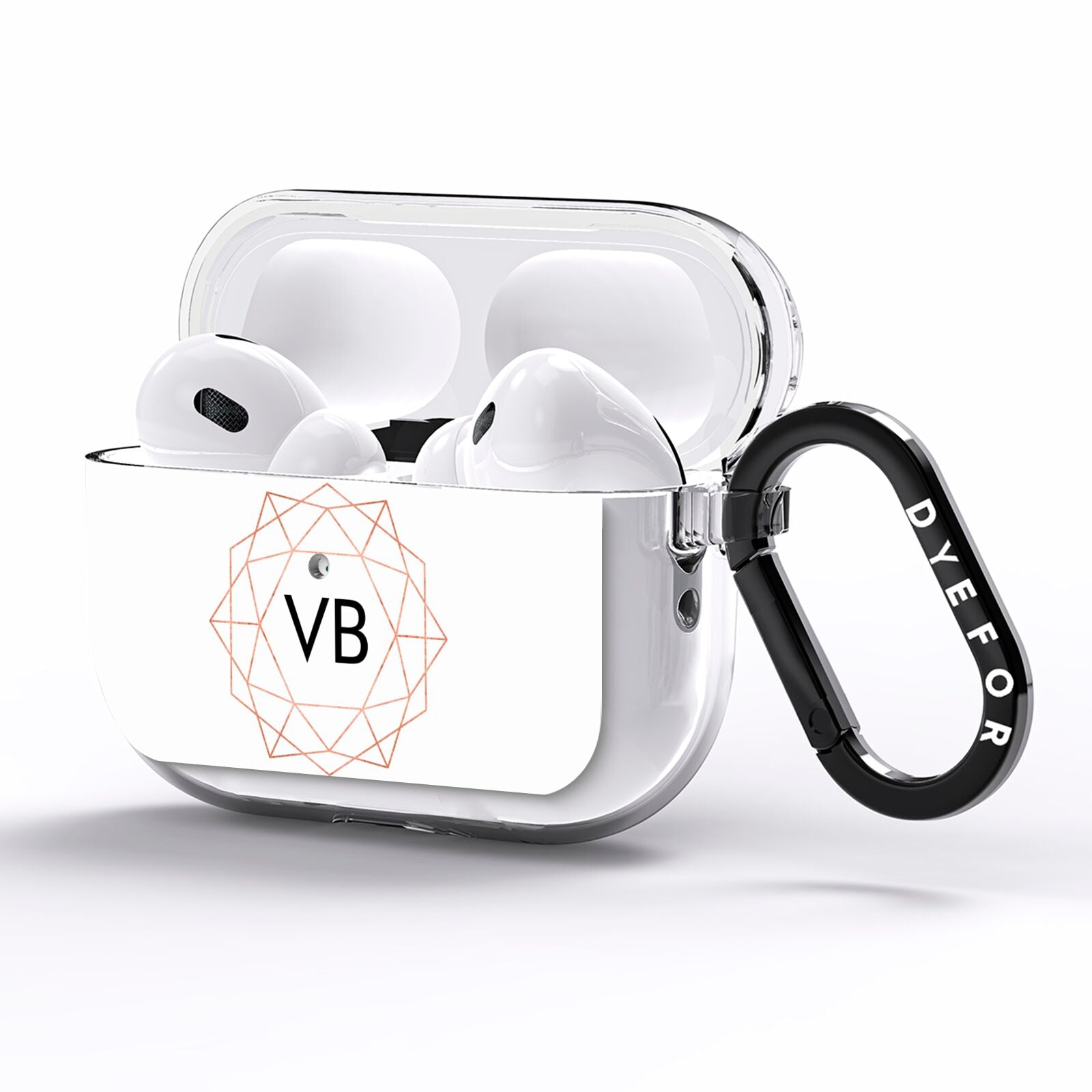 Personalised White Rose Gold Initials Geometric AirPods Pro Clear Case Side Image