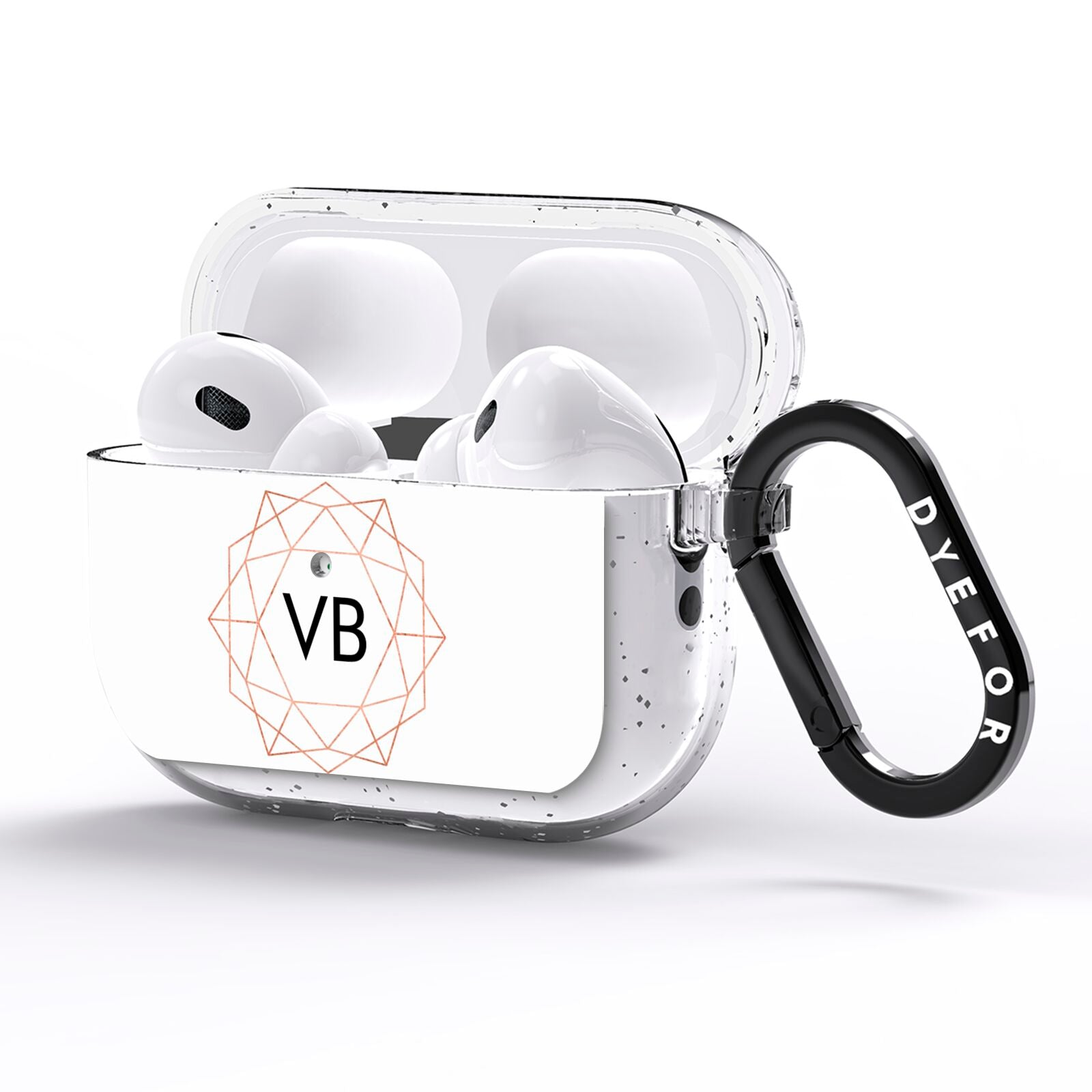 Personalised White Rose Gold Initials Geometric AirPods Pro Glitter Case Side Image