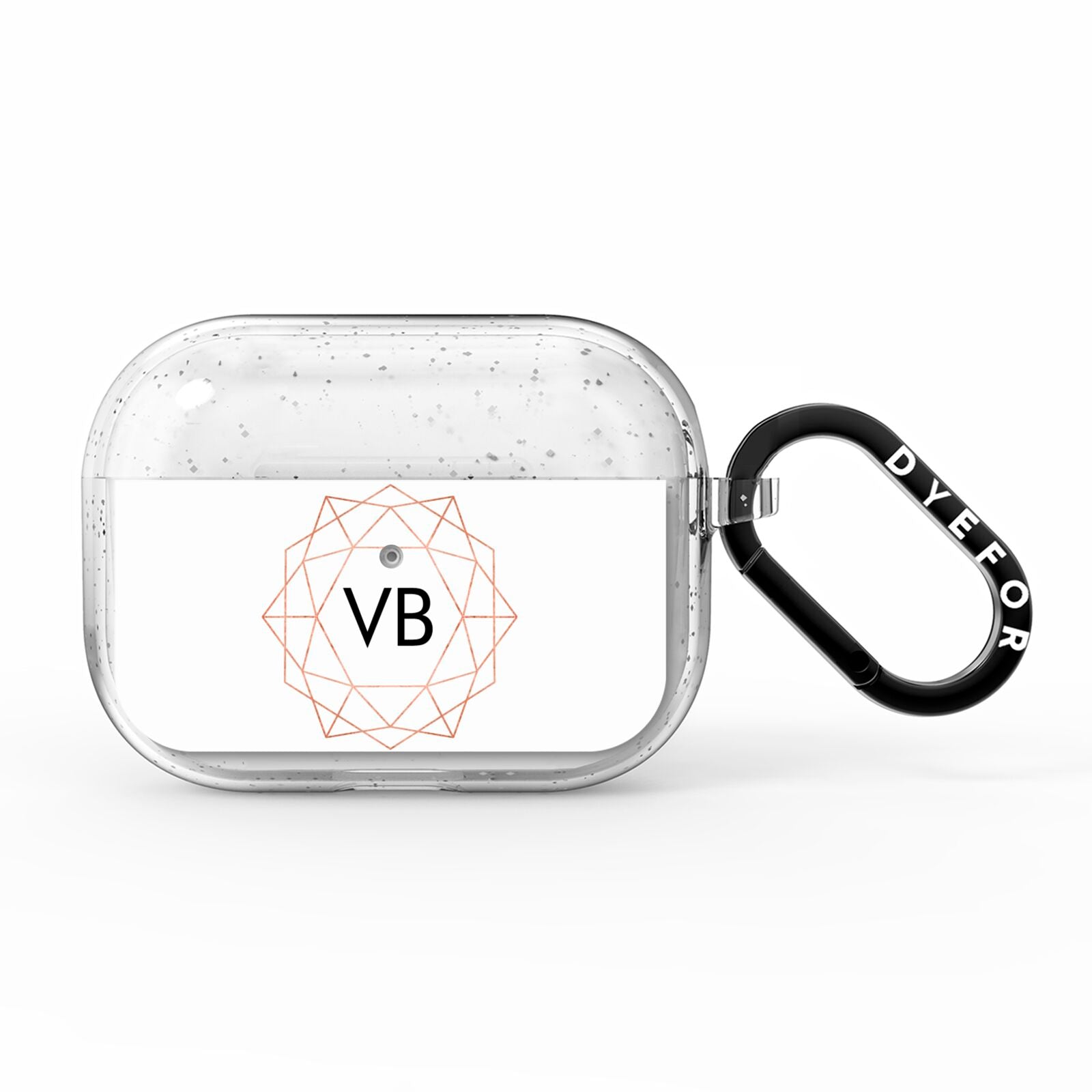 Personalised White Rose Gold Initials Geometric AirPods Pro Glitter Case