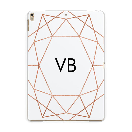 Personalised White Rose Gold Initials Geometric Apple iPad Gold Case