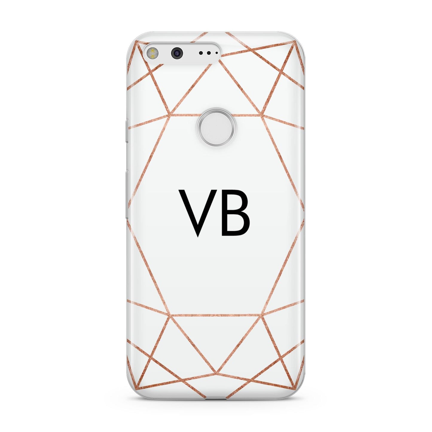 Personalised White Rose Gold Initials Geometric Google Pixel Case