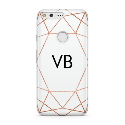 Personalised White Rose Gold Initials Geometric Google Pixel Case