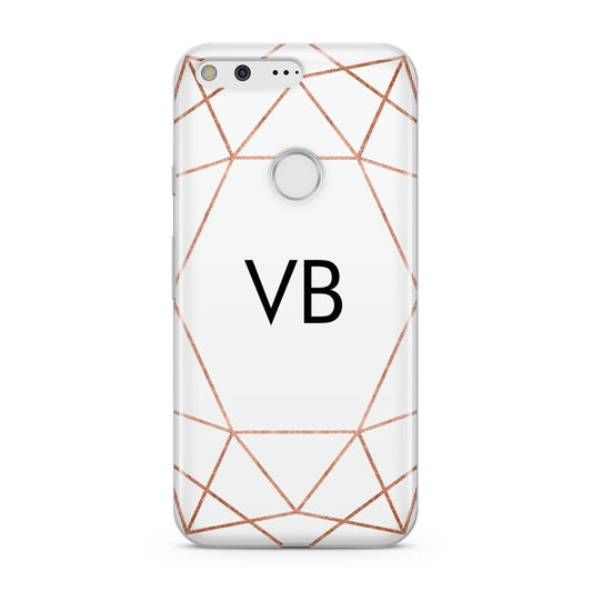 Personalised White Rose Gold Initials Geometric Google Pixel Case